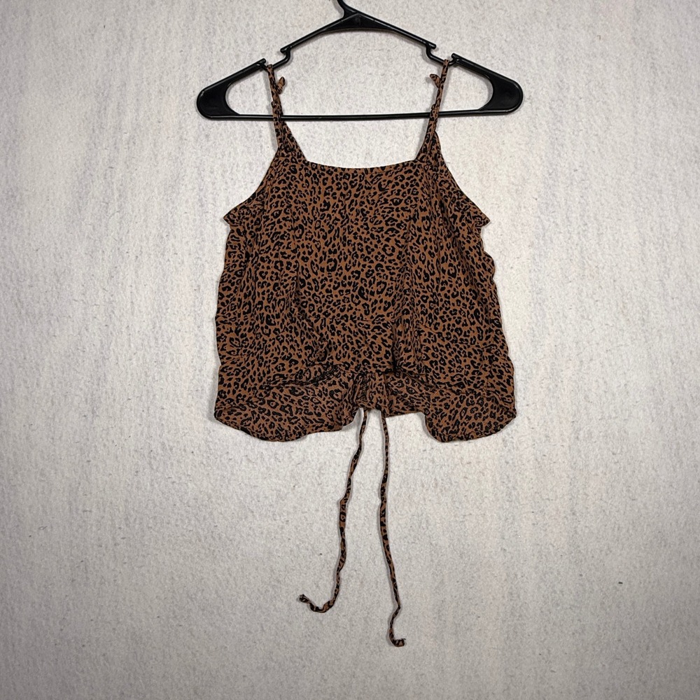 HM Womens Leopard Print Ruched Front Cami Top Brown Black Size 10